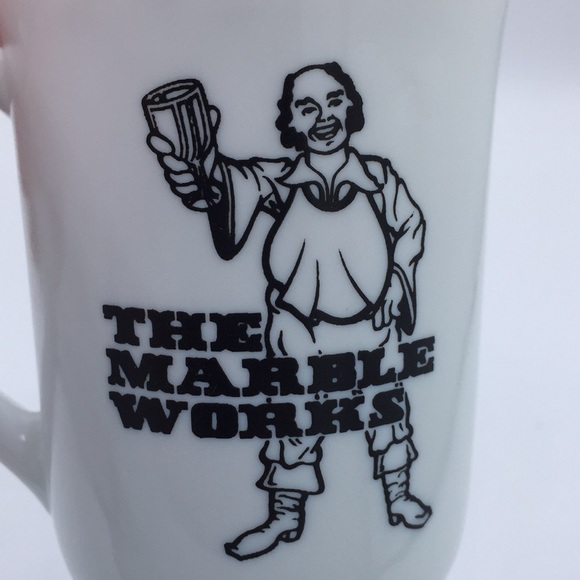 The Marble Works Restaurant White Milk Glass Footed Mug Cup Ottawa Ontario - Picture 2 of 9